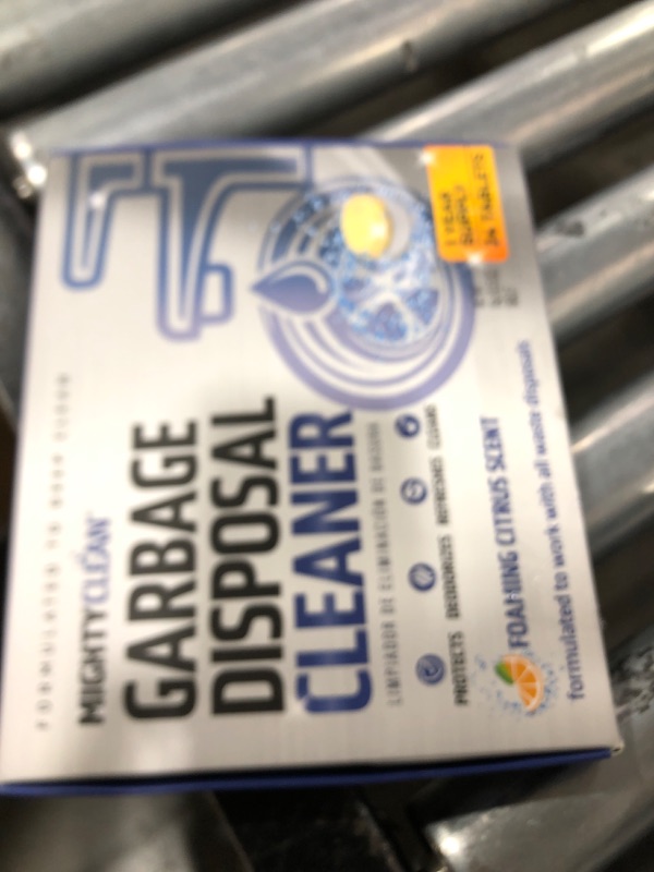 Photo 1 of MIGHTY CLEAN Garbage Disposal Cleaner And Deodorizer Tablets 24 Pack - 1 Year Supply Kitchen Sink Cleaner And Deodorizer, Septic Safe Foaming Cleaner, Lemon Scent, Removes Odor-Causing Residues
