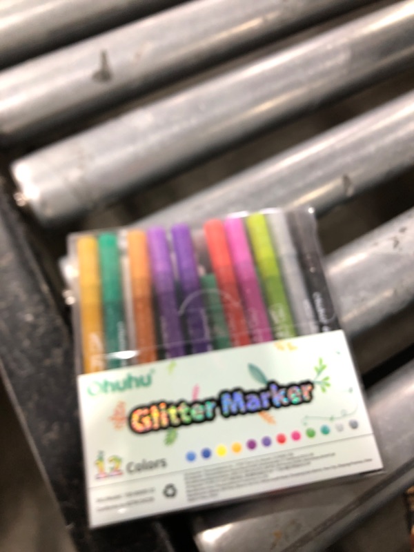 Photo 1 of Ohuhu Glitter Markers Pen: 12 Glitter Colors Metallic Shimmer Marker Fine Tip Water-based Ink for Kids Adults DIY Crafts Greeting Birthday Cards Making Mugs Wood