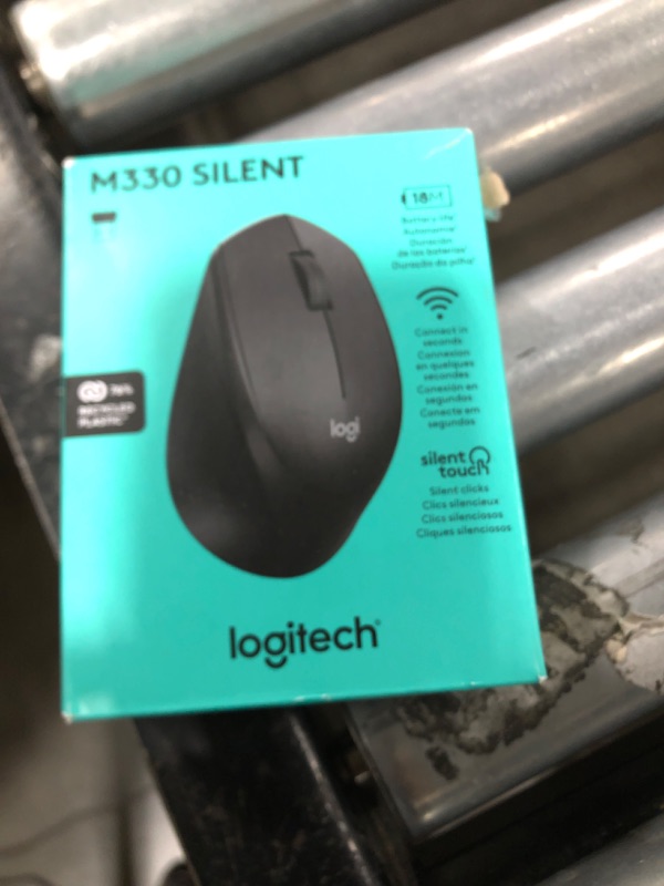 Photo 1 of Logitech M330 SILENT Wireless Mouse, 2.4GHz with USB Receiver, Optical Tracking, Quiet & Lightweight, Long Battery Life, for PC, Mac, Laptop, Chromebook - Black