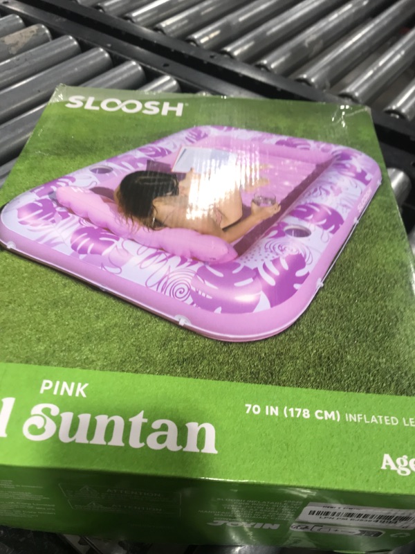 Photo 1 of SLOOSH Inflatable Tanning Pool Lounger Float, 70" x 46" Pool Floats Adult with Pillow, 4 in 1 Suntan Tub Raft Floatie,Sunbathing Bed Lounge for Water Blow Up Kids Ball Pit Party Gifts, L-Hot Pink