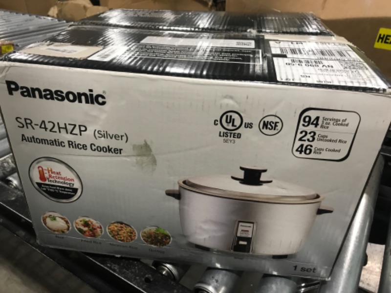 Photo 1 of Panasonic Commercial Rice Cooker, Large Capacity 46-Cup (Cooked), 23-Cup (Uncooked) with One-Touch Operation and 8-Hour Keep Warm - SR-42HZP - Silver