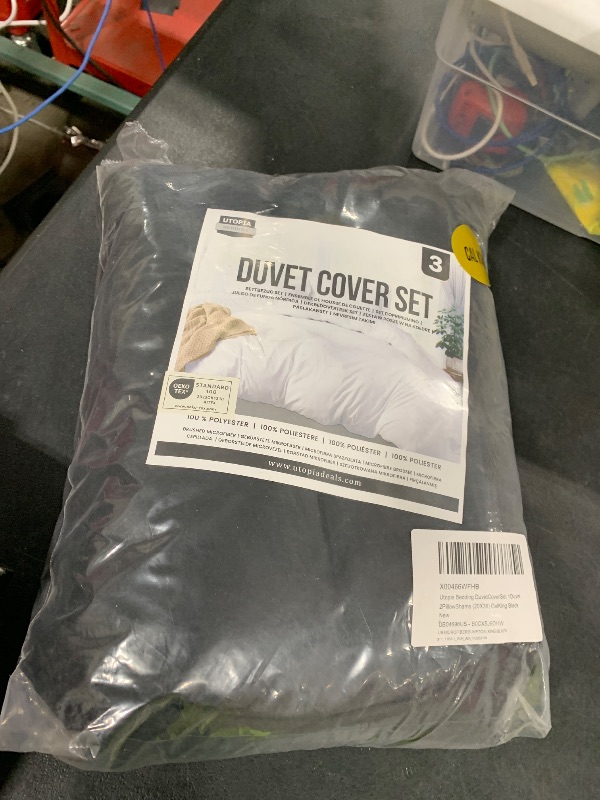 Photo 1 of Black Duvet Cover California King Size 100% Washed Cotton Bedding Set Cover 1 Duvet Cover with Zipper Closure and 2 Pillowcases, 104inch x 98inch