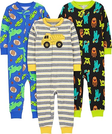 Photo 1 of Simple Joys by Carter's Kids' 3-Pack Snug Fit Footless Cotton Pajamas 12M