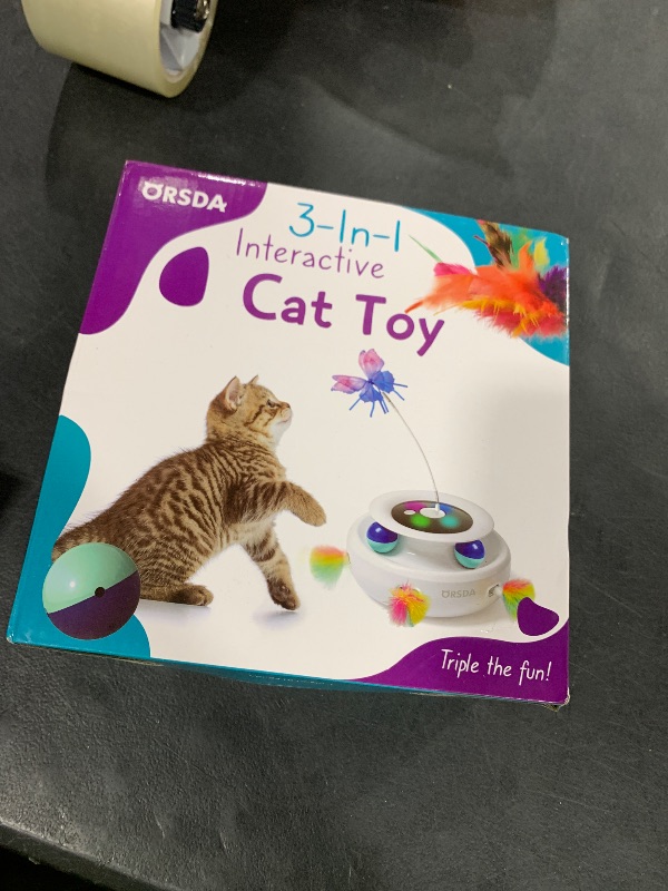 Photo 1 of ORSDA Cat Toy, 3-in-1 Automatic Interactive Electronic Moving Ambush Feather, Fluttering Butterfly, Track Balls, USB Rechargeable Powered Smart Indoor Exercise Kicker