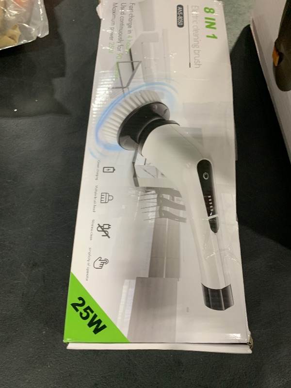 Photo 1 of Bomves Electric Spin Scrubber, Cordless Cleaning Brush Scrubber for Home, 400RPM/Mins-8 Replaceable Brush Heads-90Mins Work Time, 3 Adjustable Size, 2 Speeds for Bathroom Shower Bathtub Glass Car