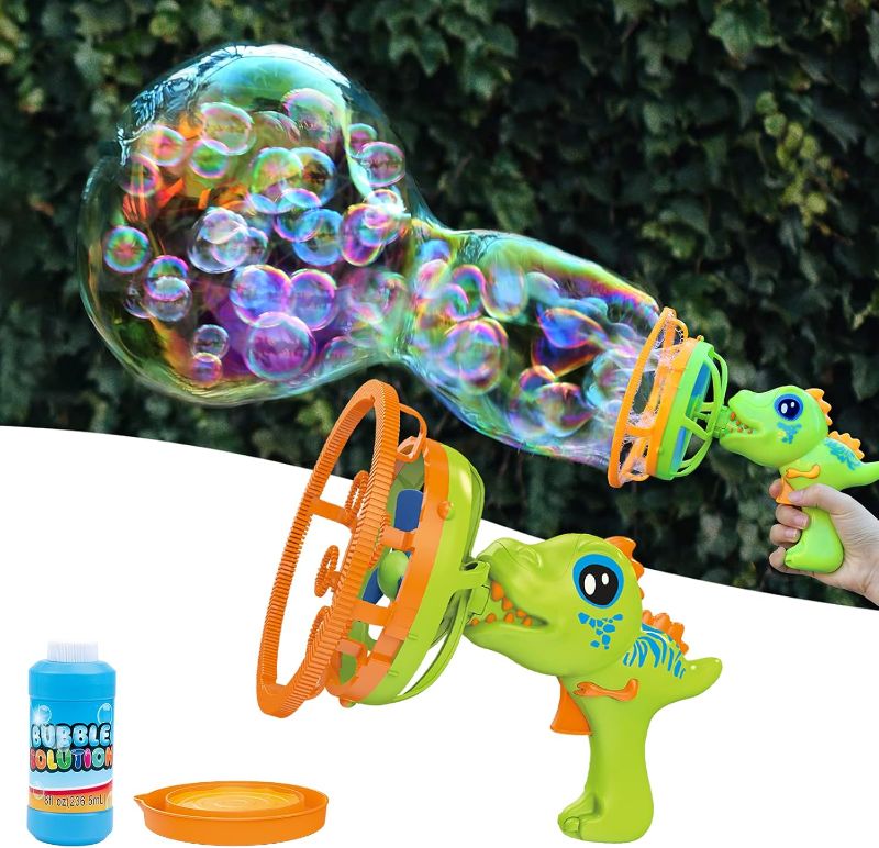 Photo 1 of Bubble  Bubble Machine Dinosaur Bubble Blower Toy for Kids and Toddlers Bubble in Bubble Gun Party Favors Birthday Christmas Easter Gift for 3 4 5 6 7 8 9 Years Old Boys and Girls Yellow