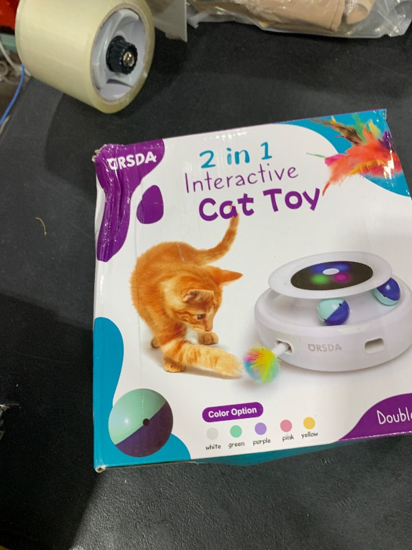 Photo 1 of ORSDA 2in1 Interactive Toys for Indoor Cats, Timer Auto On/Off, Cat Toy Balls & Ambush Electronic Cat Mice Toy for Entertainment with 6pcs Feathers, Dual Power Supplies