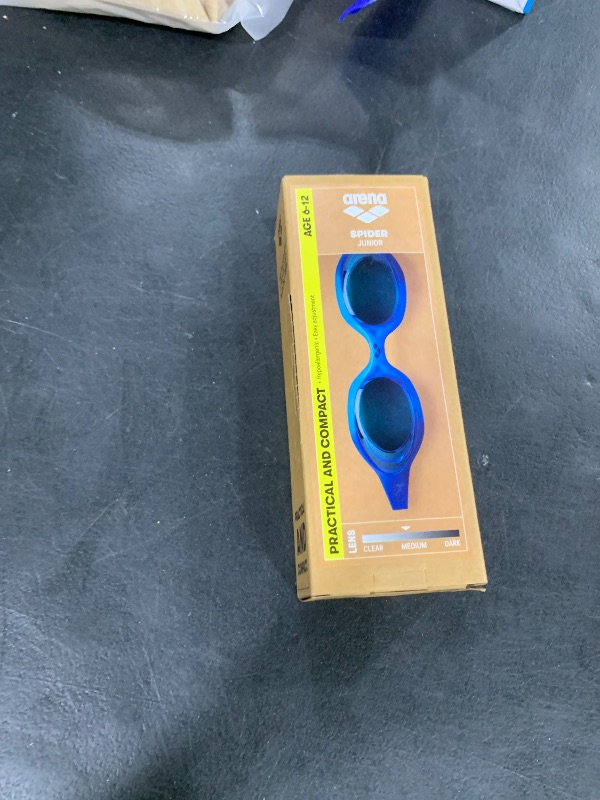 Photo 1 of Arena Unisex Youth Spider Junior Swim Goggles Girls and Boys Ages 6 to 12 No Fog Non-Mirror Lens Easy to Adjust Strap No Leak, Blue/Lightblue/Blue