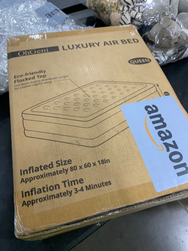 Photo 1 of OhGeni Queen Air Mattress with Built in Pump, Inflatable Blow Up Mattress 18 Raised Comfort,Upgraded Surface Portable Mattress, Air Bed for Camping, Home and Guest, Colchone Inflable, 650 lbs Max