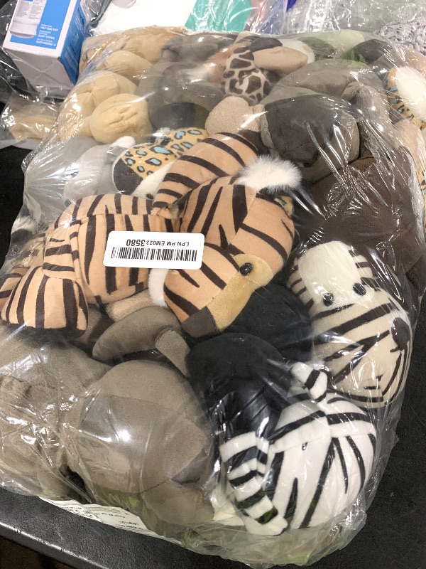 Photo 1 of HyDren 20 Pcs Safari Stuffed Animals 11.8'' Plush Jungle Wild Animals Cute Elephant Giraffe Lion Tiger Monkey Stuff Animals Soft Plush Animals in Bulk Stuffed Animals Toy for Toddler Baby Jungle Party