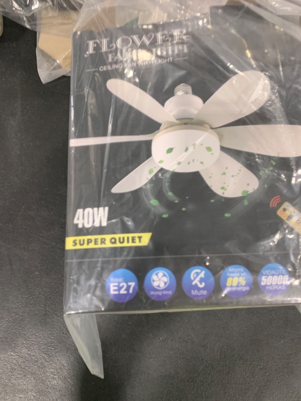 Photo 1 of MIMIRGB Socket Fan Light with Remote,Small Ceiling Fans with Lights,Smart Timing Dimmable 3 Colors,E26 Base Socket Ceiling Fan for Bedroom Living Garage Kitchen?White?