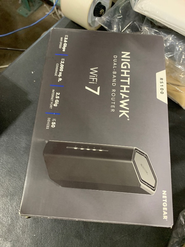 Photo 1 of NETGEAR Nighthawk Dual-Band WiFi 7 Router (RS100) – Security Features, BE3600 Wireless Speed (up to 3.6 Gbps) - Covers up to 2,000 sq. ft., 50 Devices – 2.5 Gig Internet Port - Free Expert Help