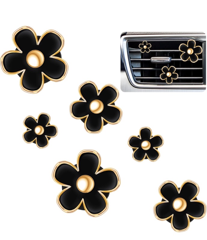 Photo 1 of Frienda 6 Pcs Daisy Flower Air Vent Clip Accessories Air Conditioning Outlet Clip Car Air Freshener Dashboard Accessories Charm Car Inter Decor(2.5 cm, 3 cm, 3.3 cm,Black)