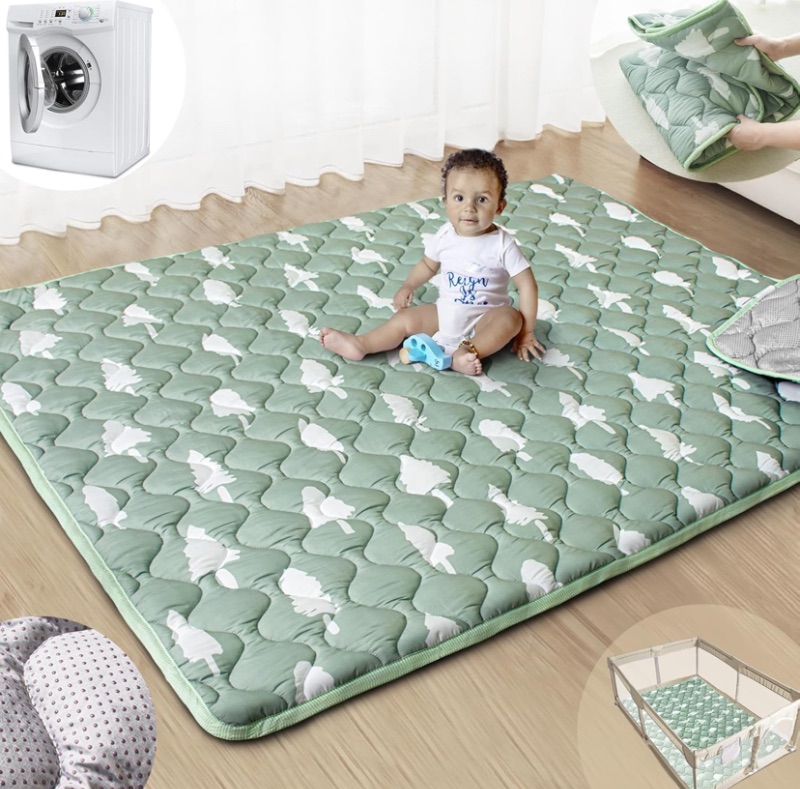 Photo 1 of Baby Play Mats for Floor, 71”x59” Upgraded Thickness & Larger Super Soft Playmat for Babies and Toddlers, Foldable Washable, Upgrade Anti-Slip Crawling Mat for Playpen(Trees)