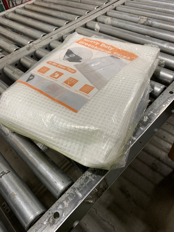 Photo 1 of 16 Mil Greenhouse Cover,Clear Plastic Tarps Heavy Duty Waterproof 8x12,UV Resistant Poly Clear Tarps with Grommets, Greenhouse Heavy Duty Tarp for Gardening, Farming, Nursery, Garden