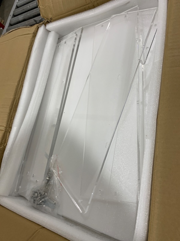 Photo 1 of Acrylic Podium Stand with Storage Shelf, 45.5" Modern Clear Lectern with Reading Platform for Classroom, Weddings, Conference, Concert, Professional Presentation Podiums