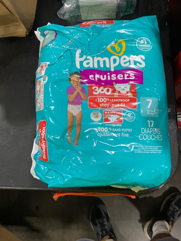 Photo 1 of Pampers Diapers - Cruisers 360 - Size 7, 17 Count, Babyproof up to 100% Leakproof Pull-On Diaper (Packaging May Vary)