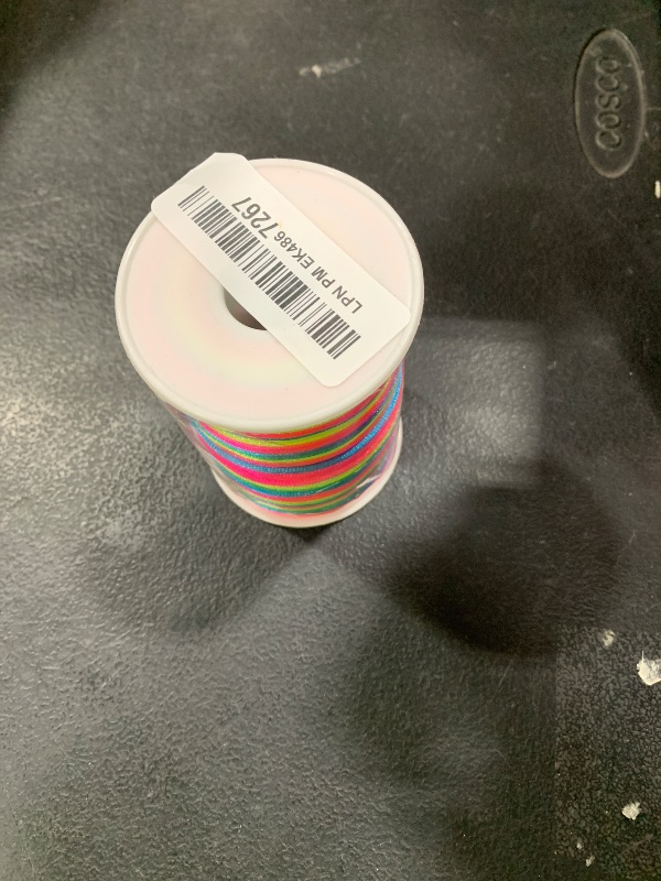 Photo 1 of OZXCHIXU 2mm x 100 Yards Satin Nylon Trim Cord, Rattail, Chinese Knot, Kumihimo Cord (Rainbow)