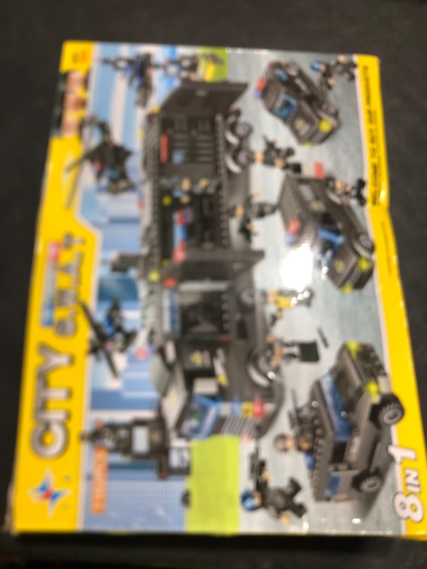 Photo 1 of 1102 Pieces City Police Station Building Kit, SWAT Mobile Command Center Truck Building Toy with Police Car, Helicopter, Patrol Boat, Best Learning and Roleplay Swat Toy Gift for Boys and Girls