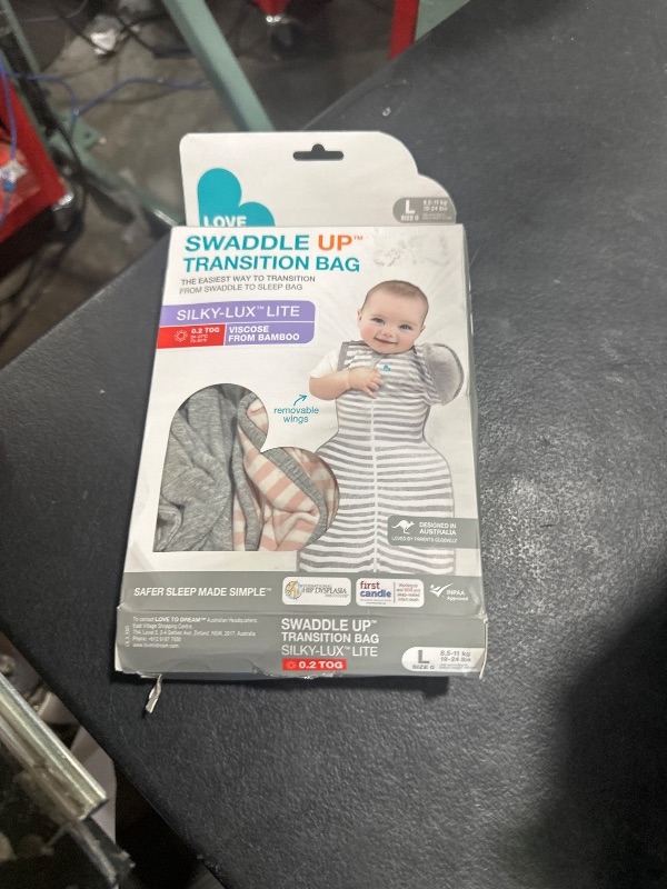 Photo 1 of Love to Dream Swaddle Up Transition Swaddle, Silky-Lux, Luxuriously Super Soft and Luxurious 100% Viscose, Patented Zip-Off Wings, Gently Help Baby Transition, Lite 0.2 TOG, 19-24 lbs, Monscape White