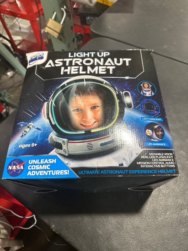 Photo 1 of AEROSQUAD Kids Astronaut Costume with Helmet, Nasa Space Helmet Suit for Toddler with LED Lights, Movable Visor & Mission Sounds- Astronaut Suit Kids, Role Play Halloween Dress for Boys & Girls (X-L)