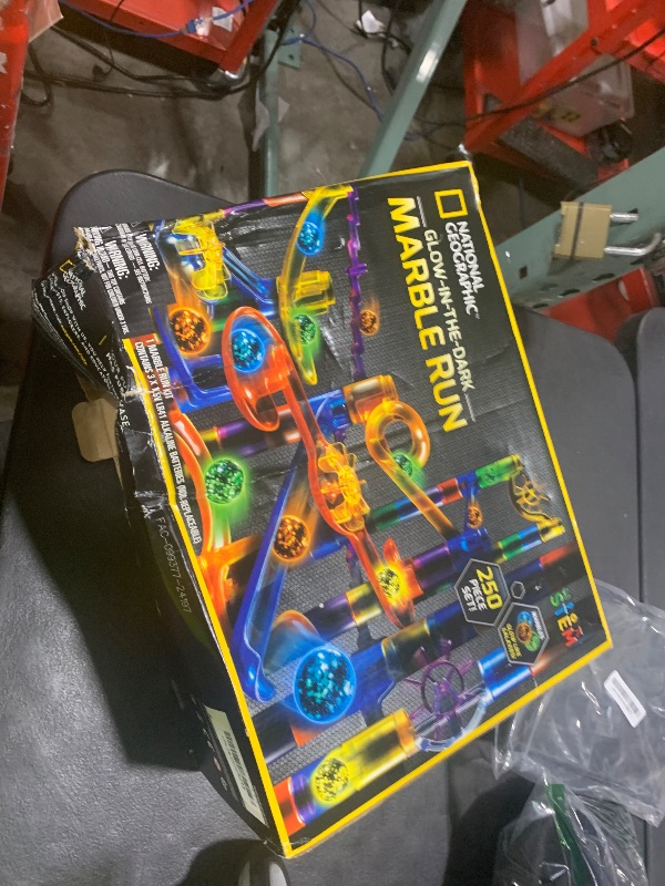 Photo 1 of NATIONAL GEOGRAPHIC Glowing Marble Run – 250 Piece Construction Set with 50 Glow in The Dark Glass Marbles & Storage Bag, STEM Gifts for Boys and Girls, Building Project Toy (Amazon Exclusive)