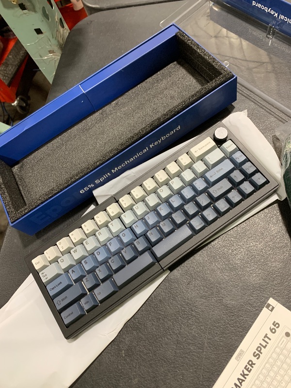 Photo 1 of EPOMAKER Split65 QMK/VIA Programmable Keyboard, Wireless Mechanical Keyboard in 2.4Ghz/Bluetooth/Type-C, Ergonomic Gaming Keyboard in Split Layout with RGB Backlit (Flamingo Switch)