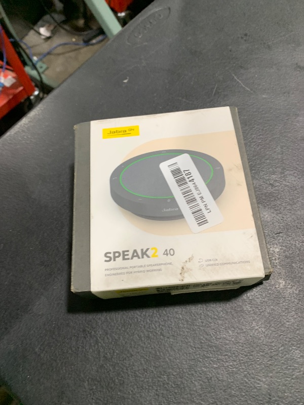 Photo 1 of Jabra Speak2 40 Portable Speakerphone - 4 Noise-Cancelling Mics, Full-Range 50mm Portable Speaker, Wideband Audio and USB-A and USB-C Connections - Certified for Zoom and Google Meet - Dark Grey