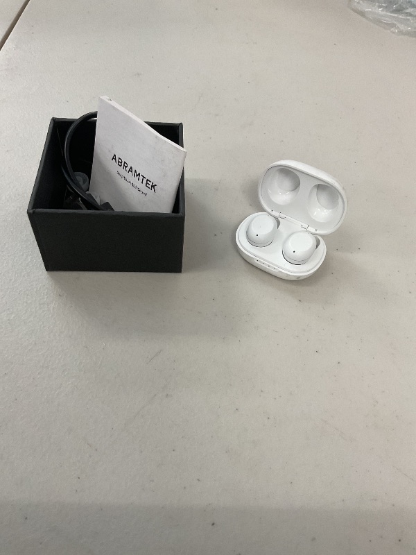 Photo 1 of ABRAMTEK Mini Wireless Earbuds for Small Ears, E9 Tiny in-Ear Bluetooth Headphones, ENC Noise Cancelling, Touch Control, USB-C Charging Case, IPX7 Waterproof (White)