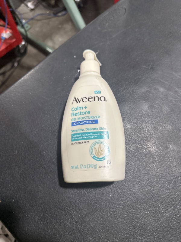 Photo 1 of Aveeno Calm + Restore Body Moisturizer Gel for Sensitive Skin, Lightweight Moisturizer to Help Heal Dry Skin with Aloe Vera, Prebiotic Oat and Pro-Vitamin B5, Fragrance Free, 12 OZ