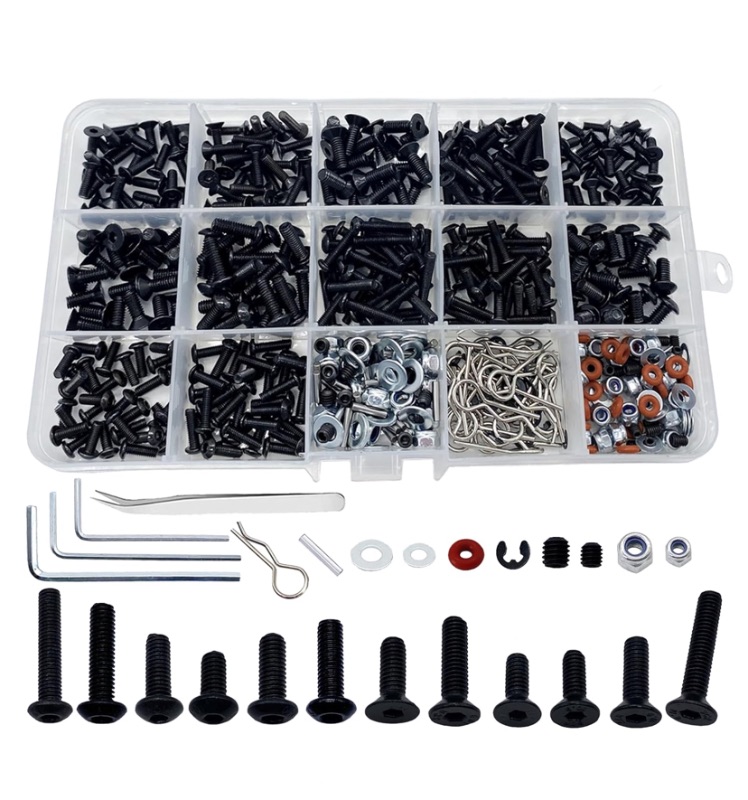 Photo 1 of 520pcs Universal RC Screw Kit Screws Assortment Set, Hardware Fasteners for Traxxas Redcat Arrma Axial RC4WD HSP HPI SCX10 Losi 1/8 1/10 1/12 1/16 Scale RC Crawler Cars Trucks