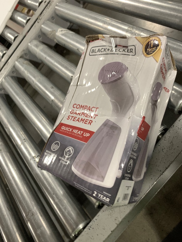 Photo 1 of BLACK+DECKER Compact Handheld Steamer, HGS012P, 25-Second Heat Up, 1000 Watts, Removes Wrinkles from Fabrics, Clothing and Upholstery