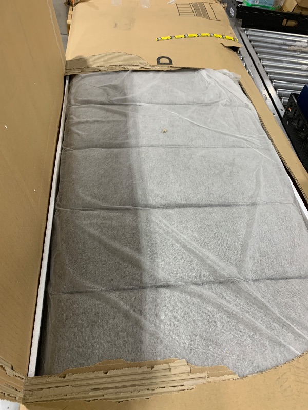 Photo 1 of Lucid King Bedframe with Vertical Channeled Headboard — Upholstered Platform Bed — Easy Assembly — King Size — No Box Spring Needed — Stone Color