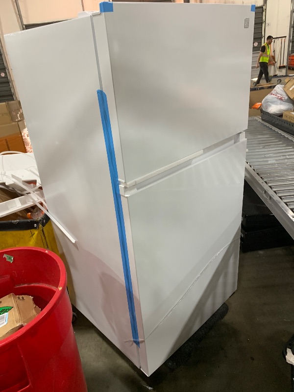 Photo 1 of Kenmore 33 in. 20.5 cu. ft. Capacity Refrigerator/Freezer with Full-Width Adjustable Glass Shelving, Humidity Control Crispers, ENERGY STAR Certified, White