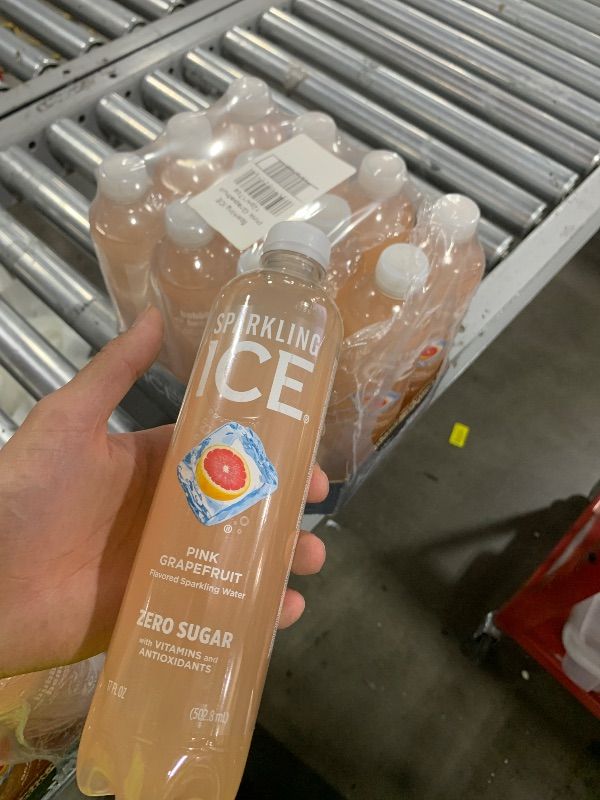 Photo 1 of Sparkling Ice, Pink Grapefruit Sparkling Water, Zero Sugar Flavored Water, with Antioxidants and Vitamins, Zero Sugar, 17 fl oz Bottles (Pack of 12)