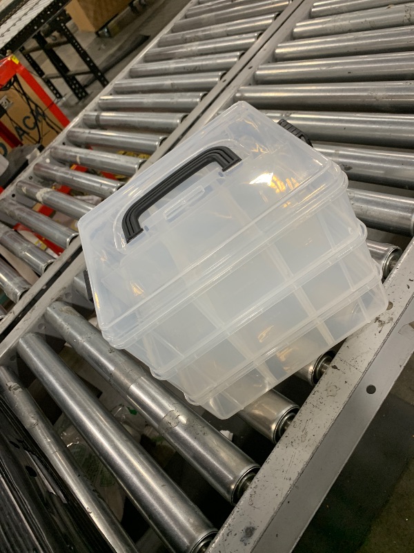 Photo 1 of Bins & Things Clear 3-Tier Stackable Storage Containers with Lids - 18 Adjustable Compartments for Bead - Organizing Drawers for Jewelry, Kids Toys, Makeup