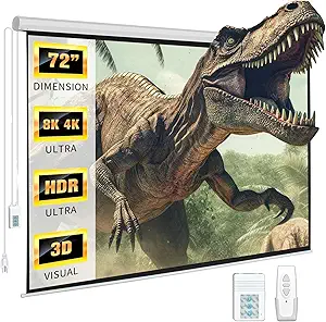 Photo 1 of DINAH 72 Inch Electric Projector Screen with Remote, Automatic Air Indoor Drop Down, Motorized 4K 3D HD Projection for Movies
