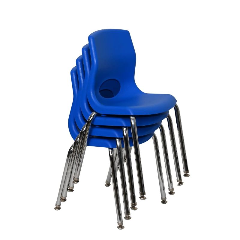 Photo 1 of Children’s Factory MyPosture Plus 14" H Chairs, Set-4 Blue with Chrome Legs, AB8014PBC4, Kids Preschool, Daycare or Classroom Flexible Seating, Toddler Desk Chair
