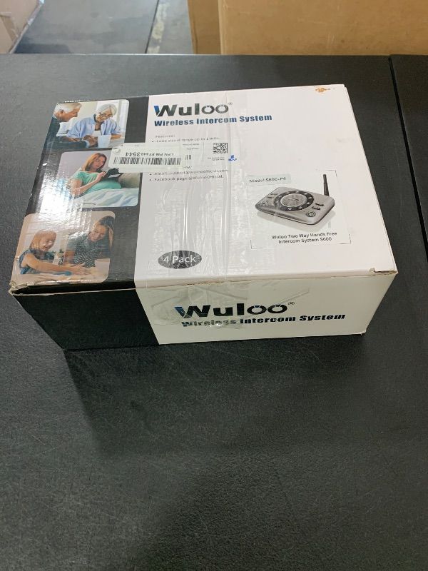 Photo 1 of Wuloo Hands-Free Intercoms Wireless for Home Business, Upgrade Two Way Audio Intercom System for Elderly, Full Duplex Room to Room Intercom with 5280 ft Range Clear Sound Anti-Interference, Pack of 4