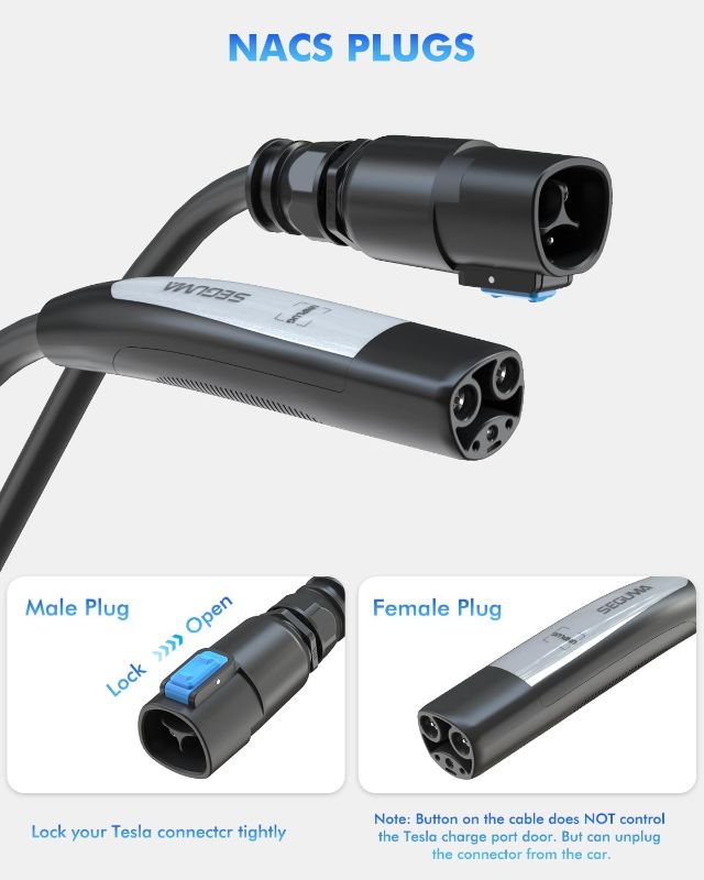 Photo 1 of EV Charger Extension Cable for Tesla Charger, 50Amp 21ft Max 240V 12kW with NACS Plug, EV Extension Cord for Level 1/2 Tesla Mobile Charger/Wall Connector, Extension Cord for ModelY/X/3/S/Cyber-truck
