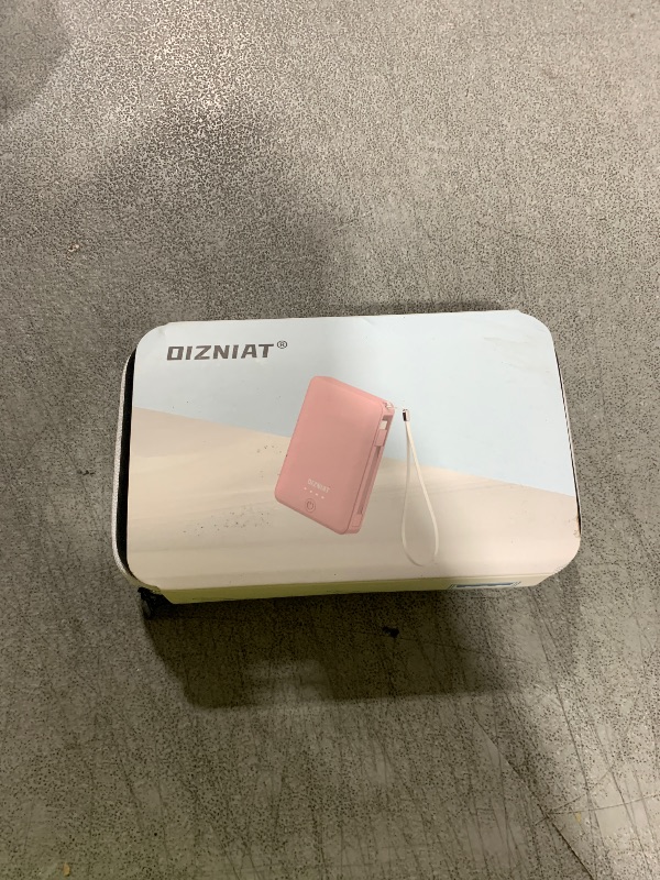 Photo 1 of OIZNIAT Power Bank Portable Charger 10000mAh, Ultra Slim PD 22.5W Fast Charging with Built in USB C and ?Lightning Cable, 4 Outputs Power Bank for iPhone 11/12/13/14/15/16 Android Samsung - Pink