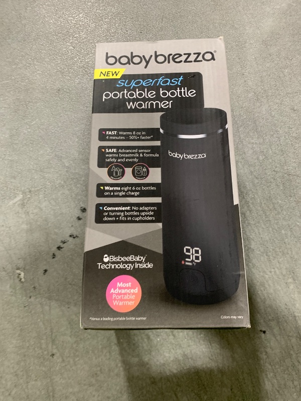 Photo 1 of Baby Brezza Superfast Portable Baby Bottle Warmer – 67% Faster - Travel Breastmilk Warmer and Formula Warmer - Safe, Even Heating - Up to 9oz - No Adapters, Black