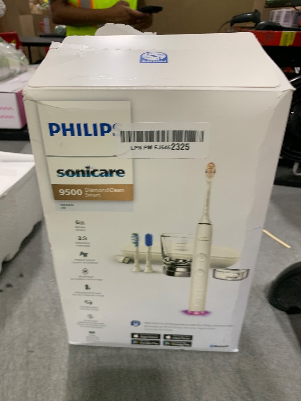 Photo 1 of Philips Sonicare DiamondClean Smart 9500 Electric Toothbrush, Sonic Toothbrush with App, Pressure Sensor, Brush Head Detection, 5 Brushing Modes and 3 Intensity Levels, White, Model HX9923/01
