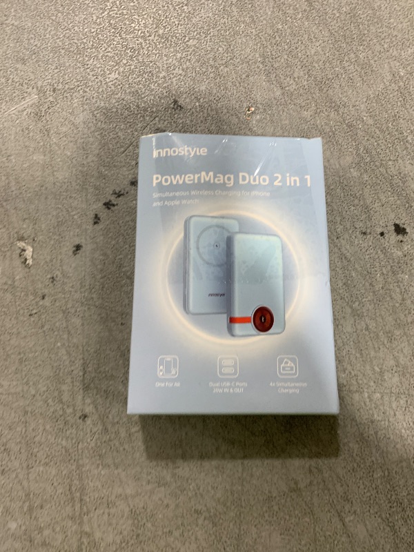 Photo 1 of Innostyle Magnetic Portable Charger 10000mAh Wireless 4-in-1 Power Bank with iWatch Charger 20W PD USB C Fast Charge Slim Magsafe Compatible with iPhone 16/15/14/13/12 Series - Blue