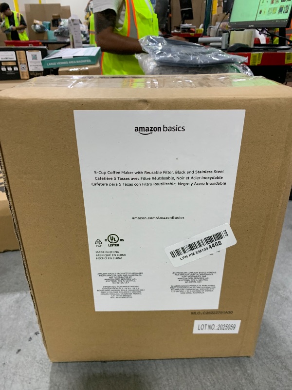 Photo 1 of Amazon Basics Coffee Makers, 5-Cup Coffee Machines with Reusable Filter, Coffee Pots, Black & Stainless Steel