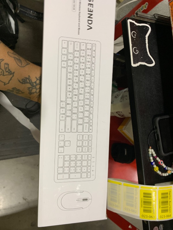 Photo 1 of Wireless Keyboard and Mouse Combo - Full Size Slim Thin Wireless Keyboard Mouse with Numeric Keypad 2.4G Stable Connection Adjustable DPI - Rose Gold & White