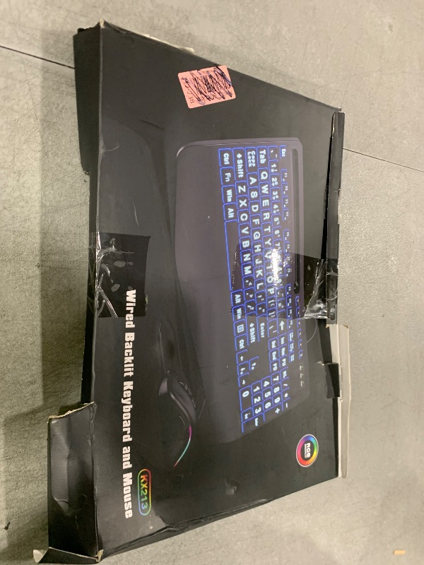 Photo 1 of Keyboard and Mouse Combo Wired, Large Print Computer Keyboards with Wrist Rest, Lighted RGB Backlit Keyboard Easy to See, Ergonomic Light Up USB Keyboard Set for PC, Windows, Laptop SABLUTE