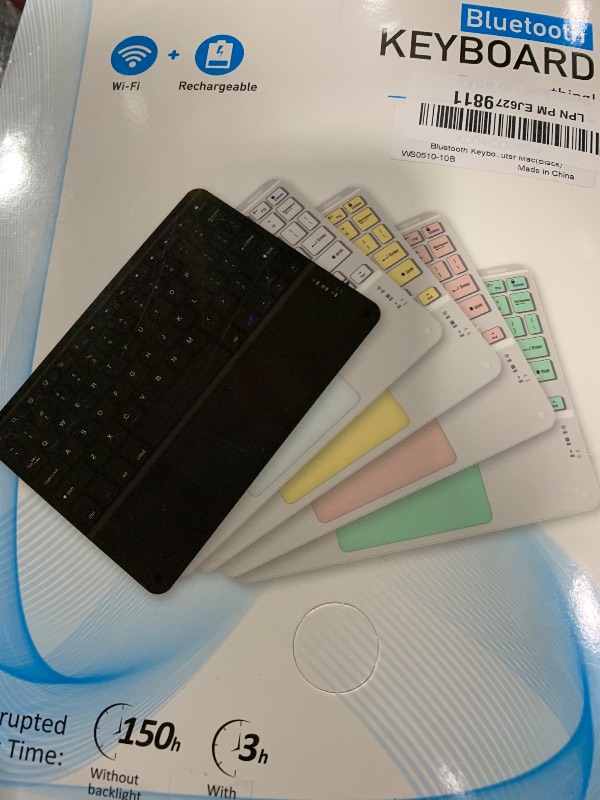 Photo 1 of Bluetooth Keyboard With Touchpad - 10-inch Wireless Ultra-Slim Portable Rechargeable for iPad, iPhone, Tablet, Android Phone, PC, Computer, Mac (Black)