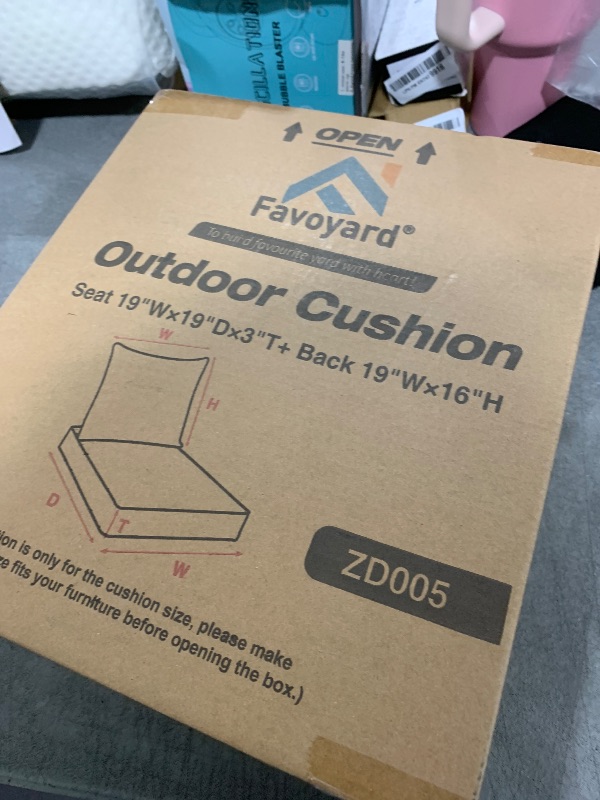 Photo 1 of Favoyard Outdoor Seat Cushion Set 19 x 19 Inch Waterproof & Fade Resistant Patio Furniture Cushions with Removable Cover Deep Seat & Back Cushion with Handle and Adjustable Straps for Chair Sofa Couch