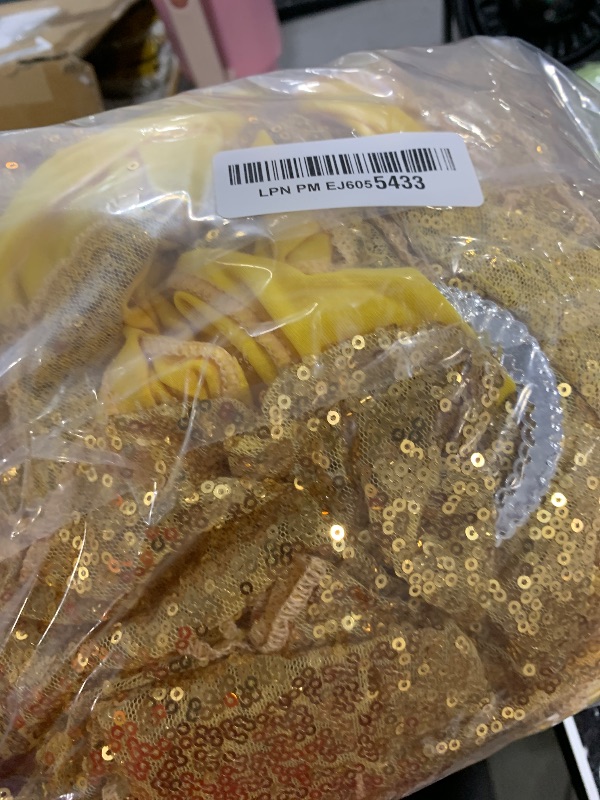 Photo 1 of 25 PCS Stretch Sequin Chair Sashes Chair Stretchy Spandex Bands for Wedding Reception Events Banquets Chairs Decoration (Gold)